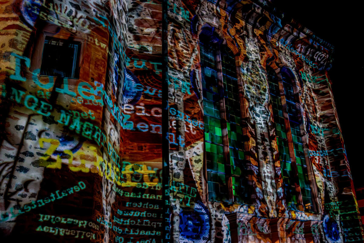 Lichtkunst WN Kirche HU 2026 Fassade Lichtkunst WN Kirche HU 2026 Fassade