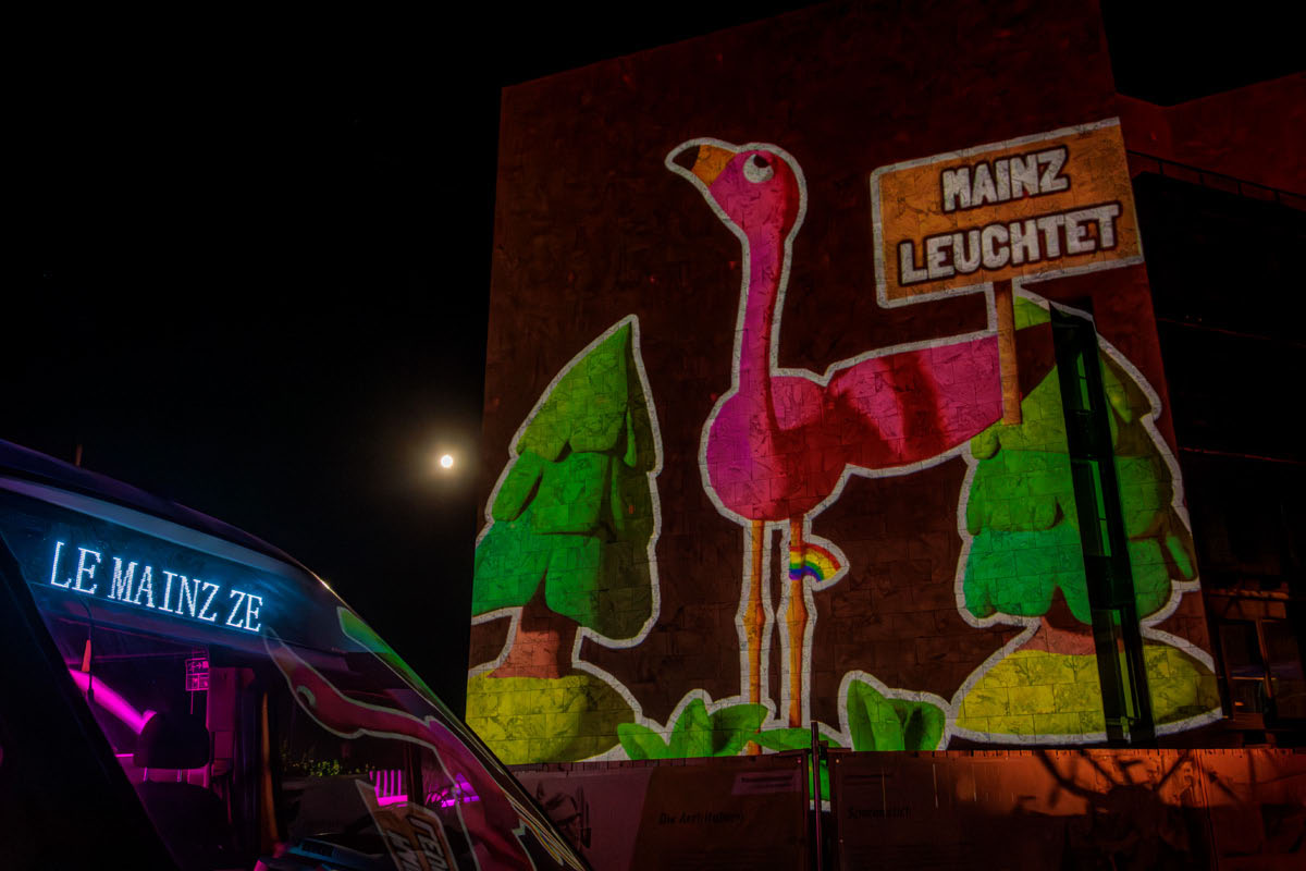 Mainz leuchtet 2026 - Jockel-Fuchs-Platz - Flamingos Mainz leuchtet 2026 - Jockel-Fuchs-Platz - Flamingos